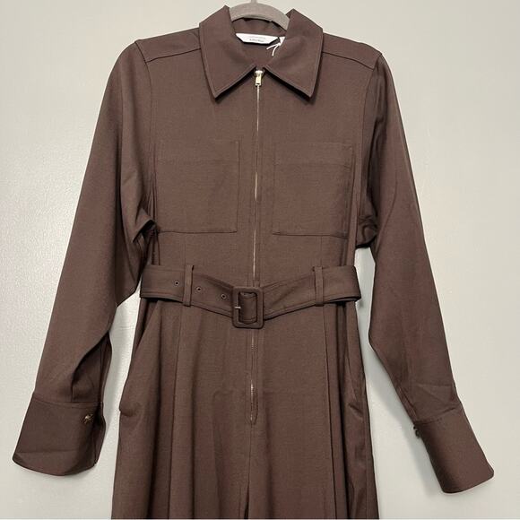 NWT & Other Stories Tailored Long Sleeve Jumpsuit Dark Brown Women’s Size 2 - Picture 5 of 14